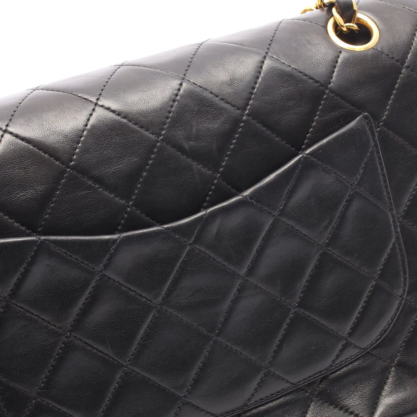 マトラッセ Wフラップ Wチェーンショルダーバッグ ラムスキン ブラック ゴールド金具 シャネル バッグ CHANEL
