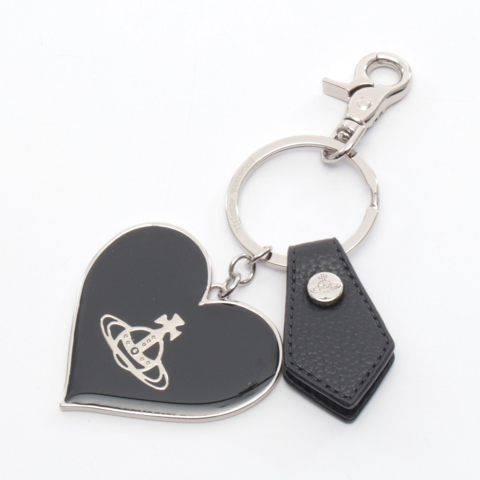 MIRROR HEART ORB バッグチャーム レザー シルバー ブラック
