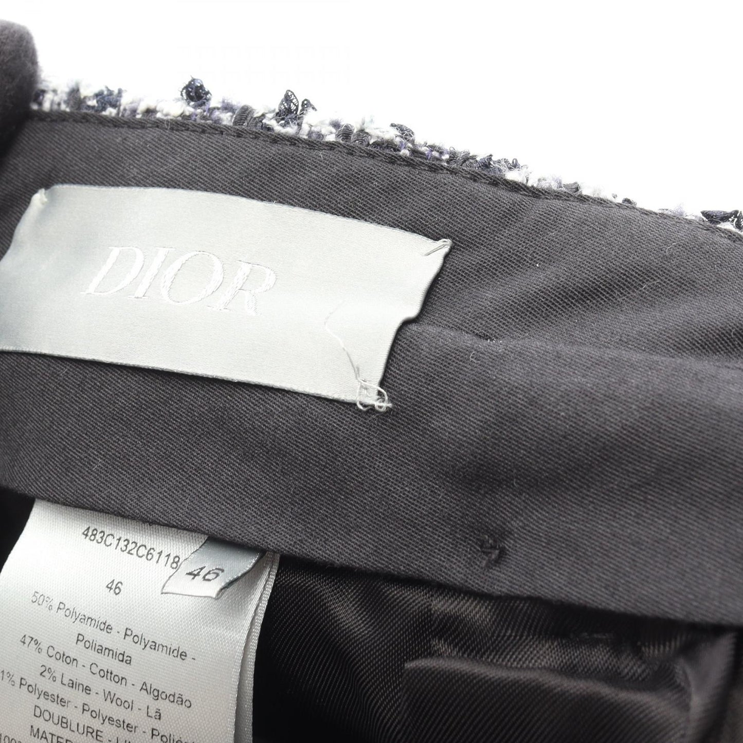 Cannage Pants ツイード パンツ ナイロン ネイビー ディオール ボトムス DIOR