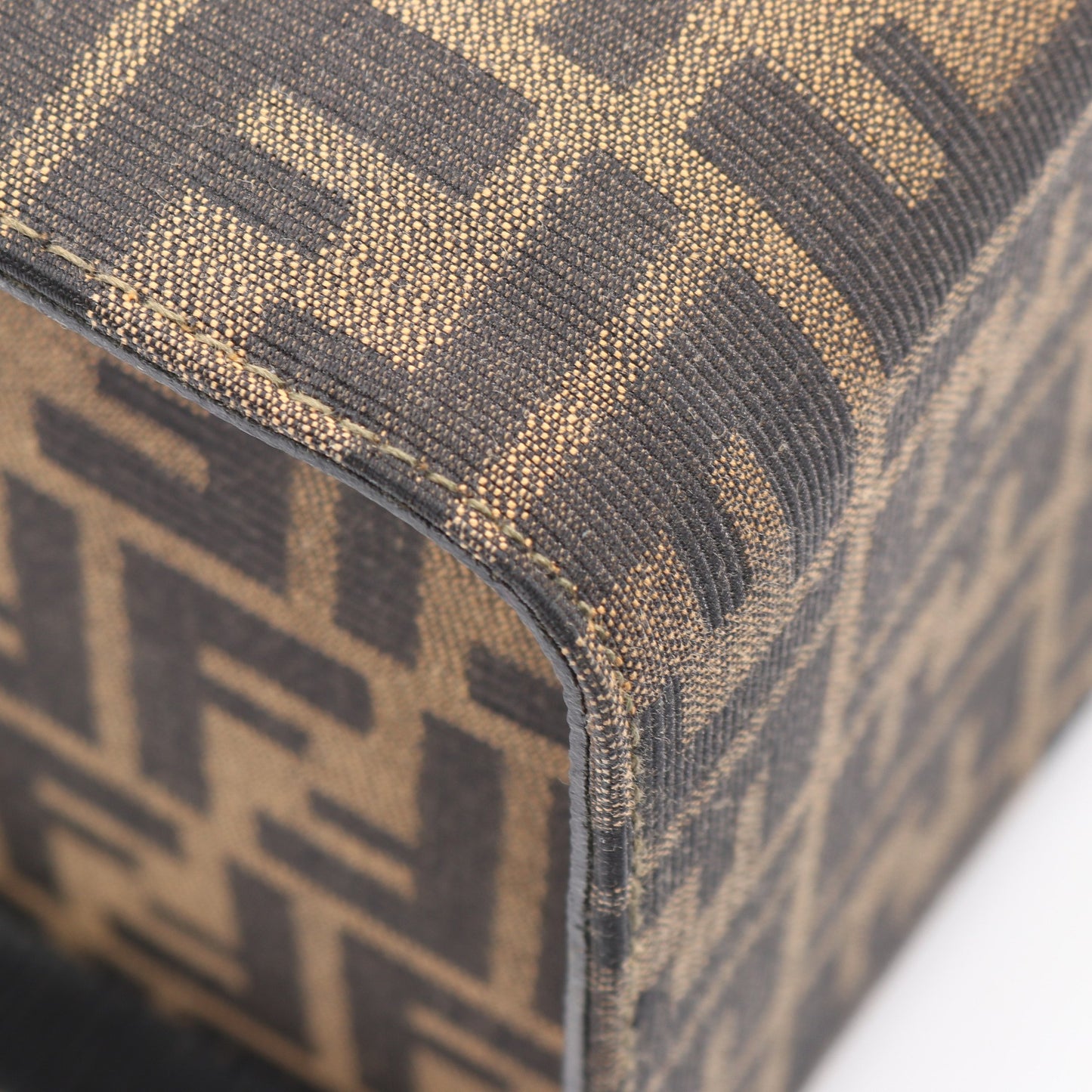 ズッカ バニティバッグ キャンバス レザー ブラウン ブラック 2WAY フェンディ バッグ FENDI