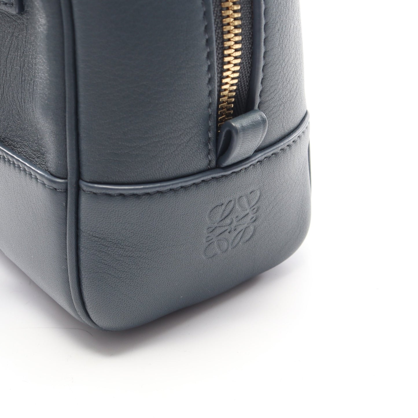 アマソナ16 スクエア ハンドバッグ レザー ダークブルー 2WAY ロエベ バッグ LOEWE