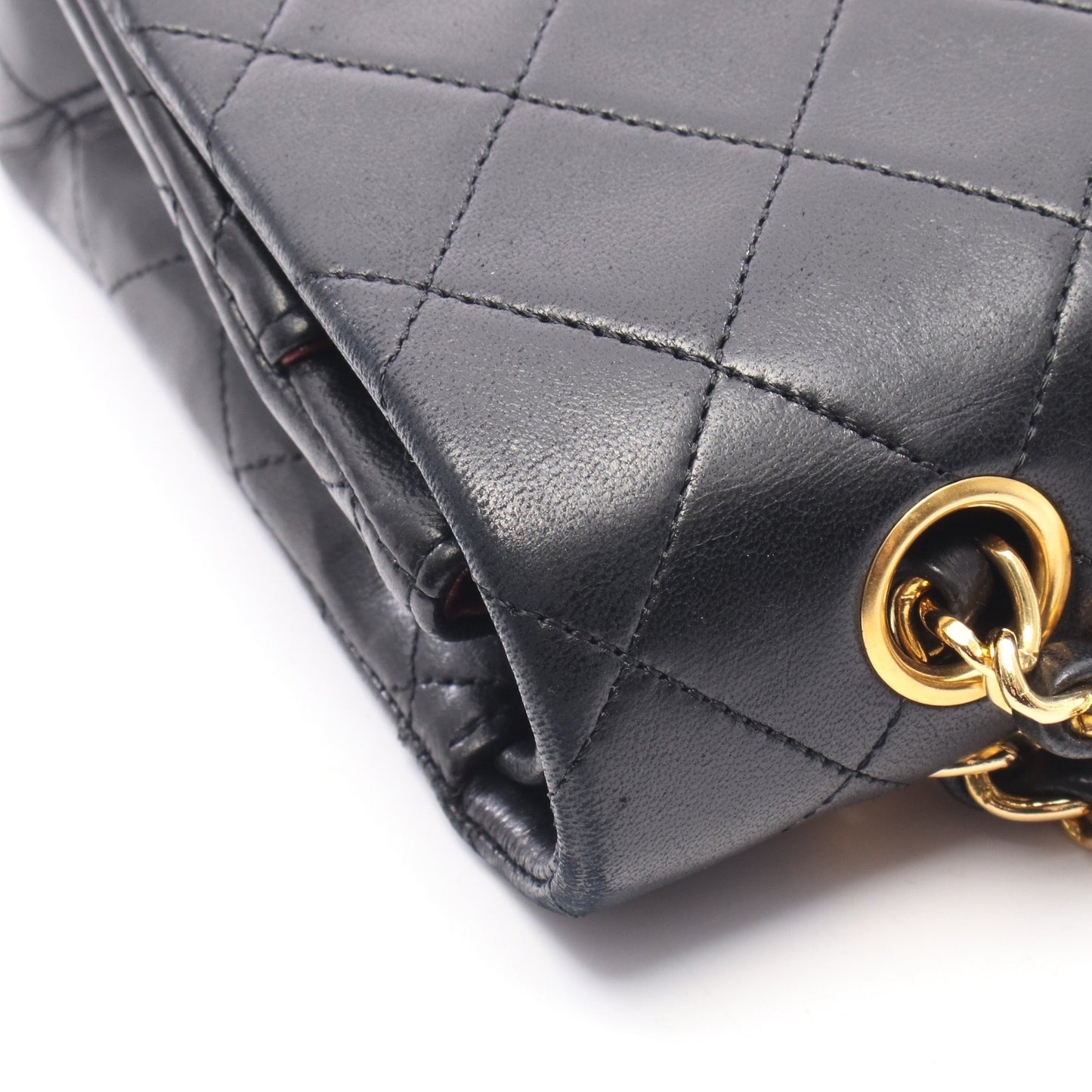 マトラッセ Wフラップ Wチェーンショルダーバッグ ラムスキン ブラック ゴールド金具 シャネル バッグ CHANEL
