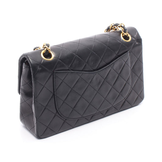 マトラッセ Wフラップ Wチェーンショルダーバッグ ラムスキン ブラック ゴールド金具 シャネル