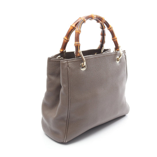 バンブー ショッパー スモール ハンドバッグ レザー グレーベージュ 2WAY グッチ