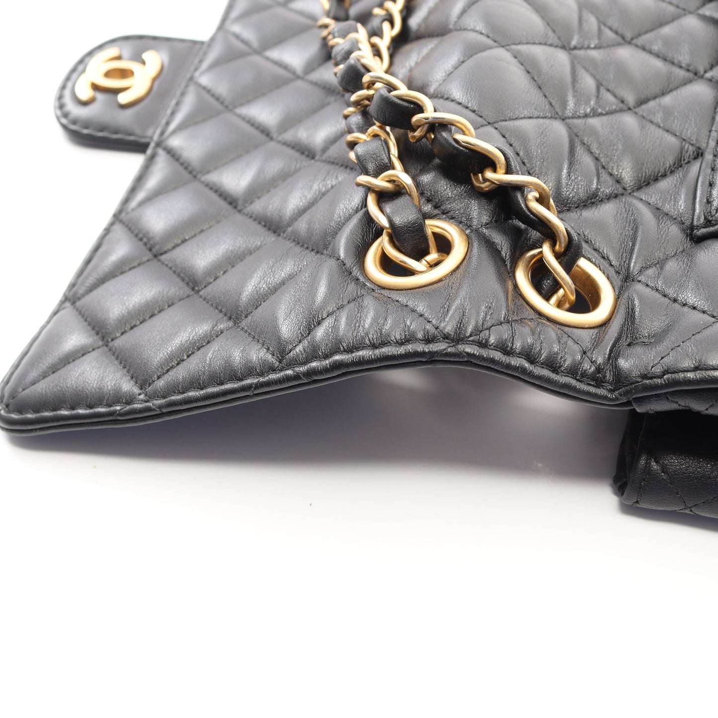 マトラッセ チェーンショルダーバッグ ラムスキン ブラック ゴールド金具 シャネル バッグ CHANEL
