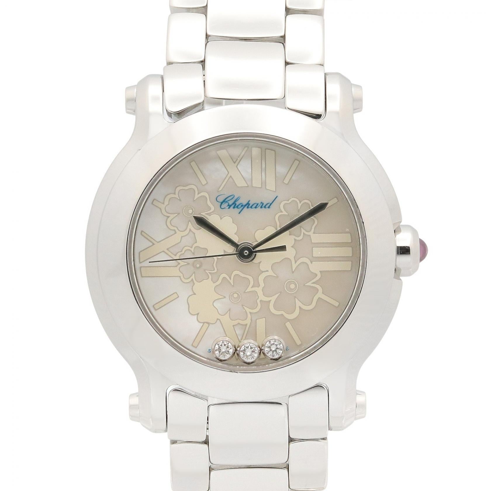 ショパール Chopard 8509 ハッピースポーツ 腕時計 ホワイトシェル文字盤 クロコダイル レッド レディース【中古】 Chopard - ショパール Chopard 8509 ハッピースポーツ 腕時計 ホワイト