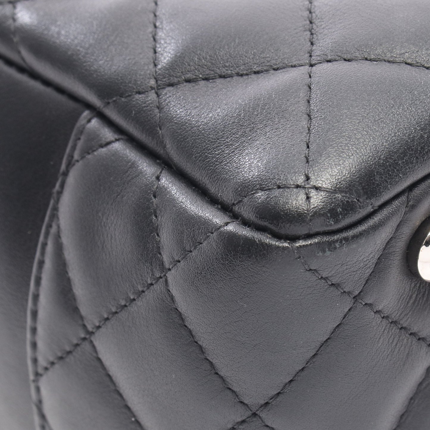 カンボンライン ボーリングバッグ ショルダーバッグ レザー ブラック シルバー金具 シャネル バッグ CHANEL
