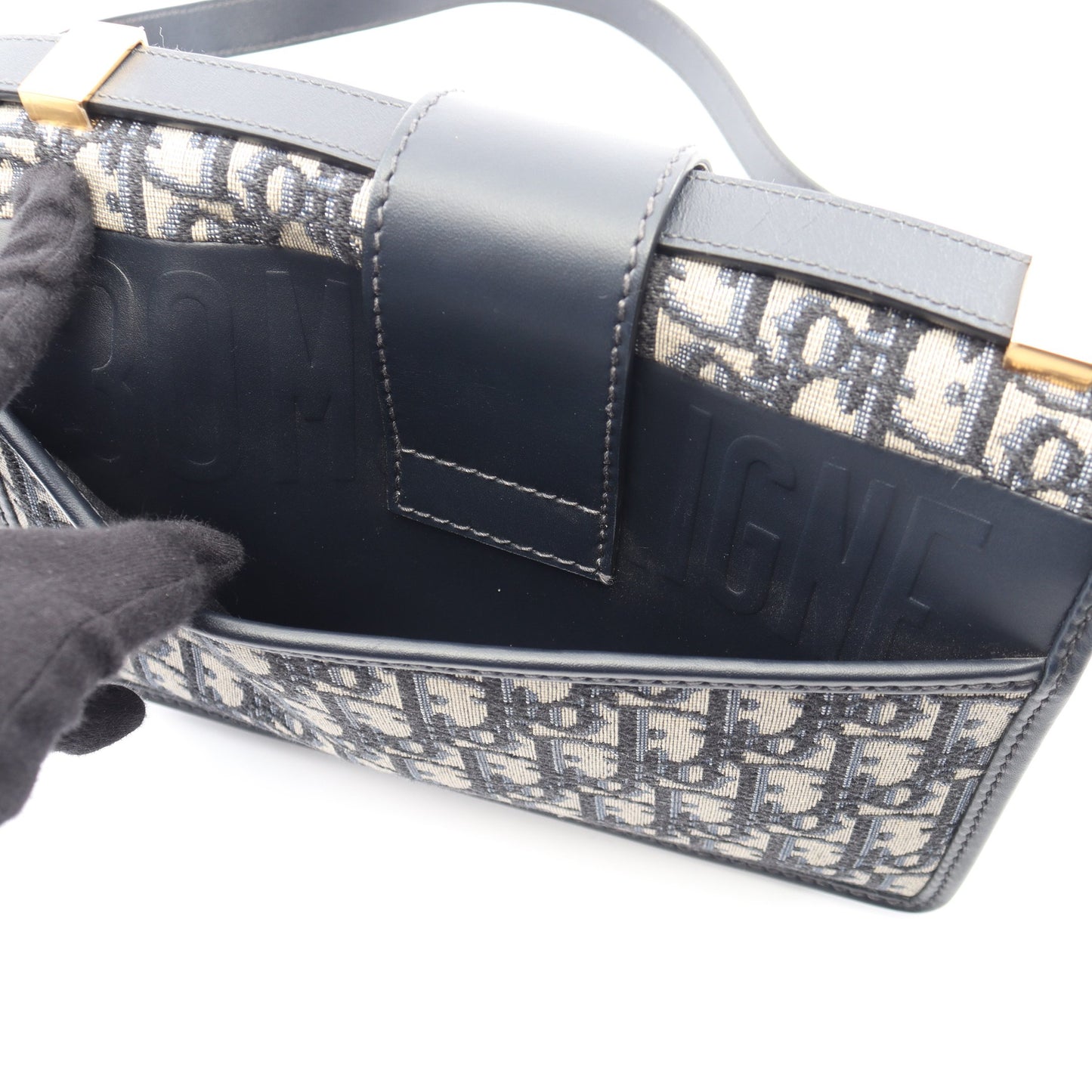 30 MONTAIGNE モンテーニュ オブリーク ジャカード ショルダーバッグ キャンバス レザー ベージュ ネイビー クリスチャンディオール バッグ Christian Dior