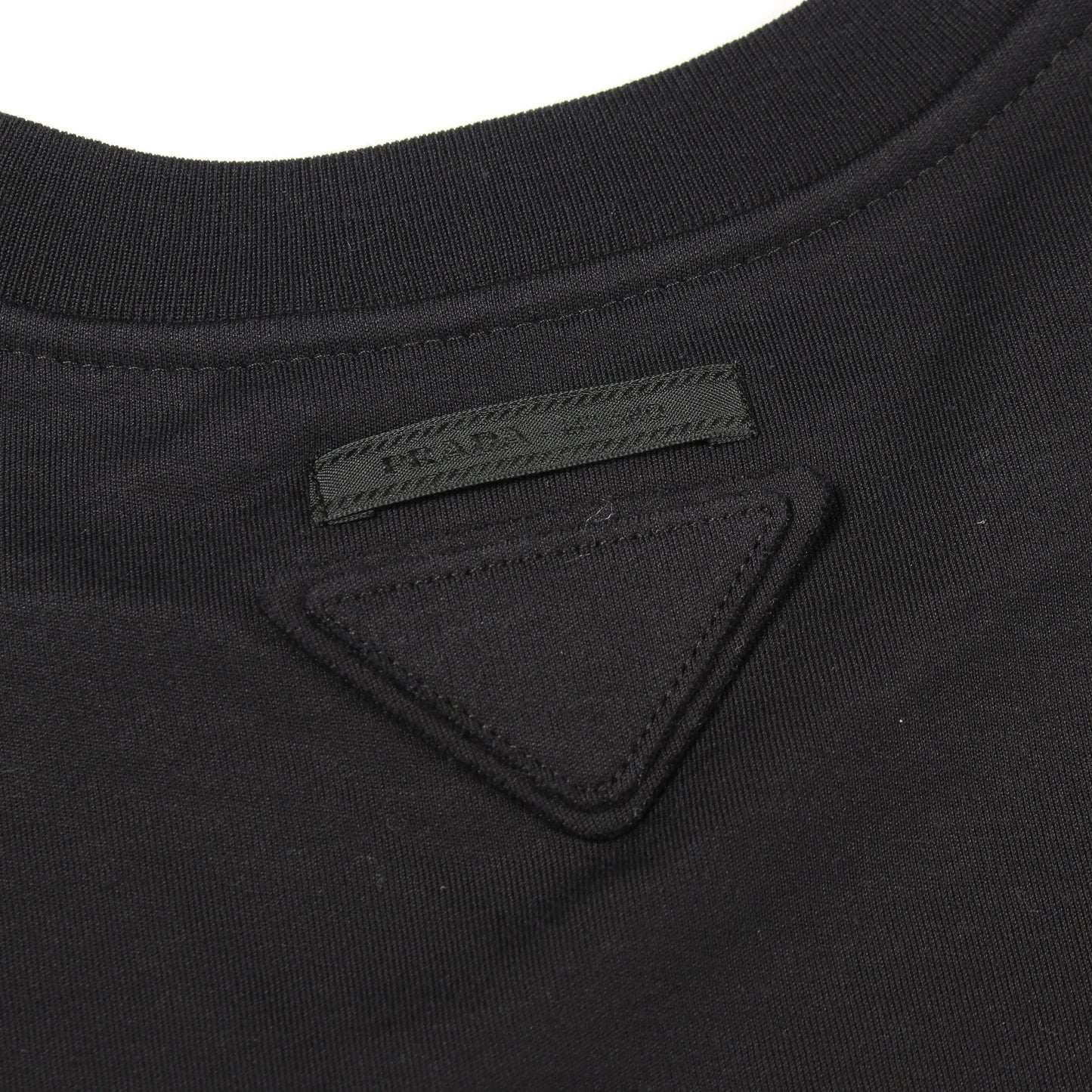 クロップド丈 半袖Tシャツ コットン ブラック プラダ トップス PRADA