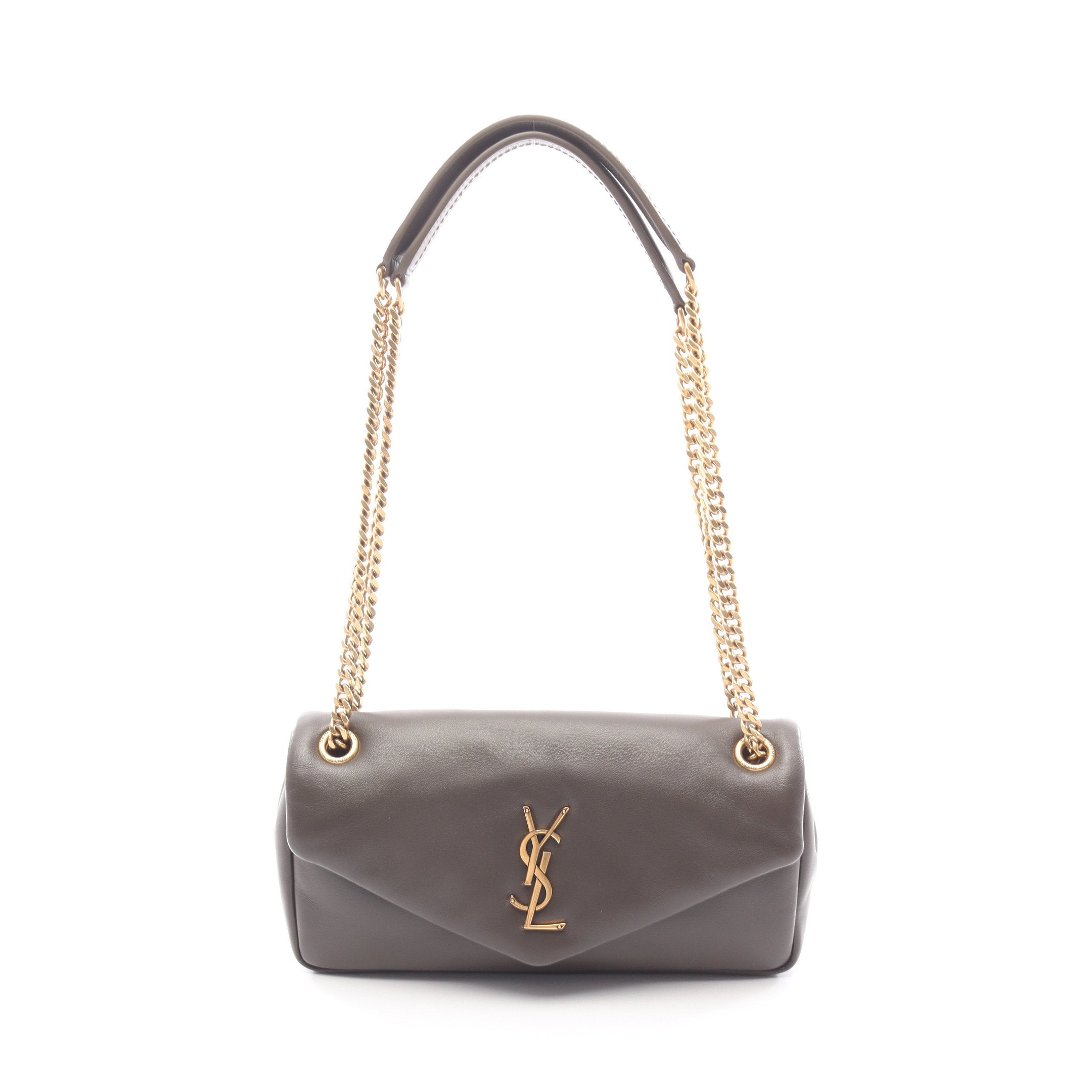 SAINT LAURENT PARIS(サンローランパリ) ショルダーバッグ カリプソ 734153 ダークブラウン チェーンショルダー レザー カリプソ YSLロゴ Wチェーンショルダーバッグ レザー ダークブラウン