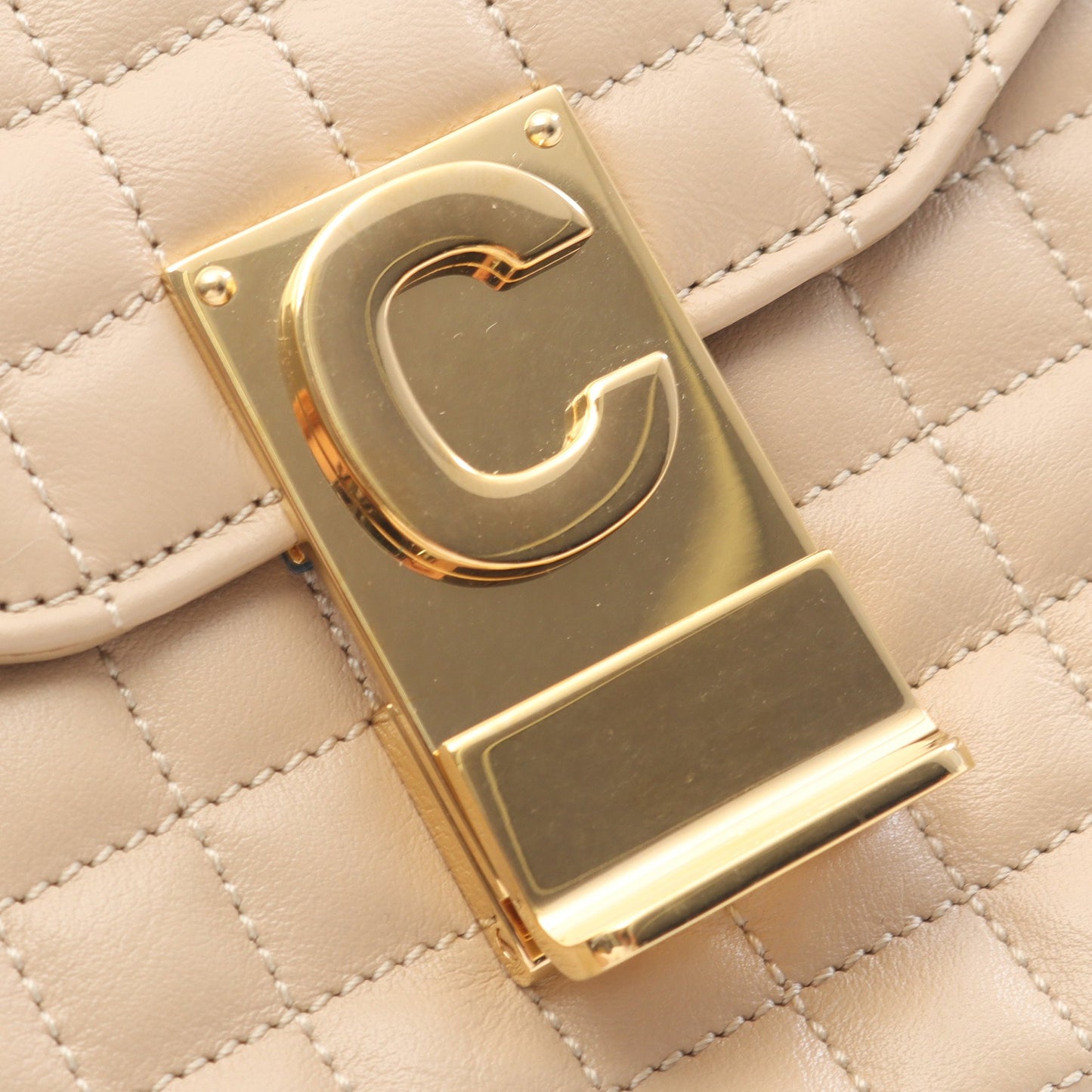 C キルティング チェーンショルダーバッグ レザー ライトベージュ セリーヌ バッグ CELINE