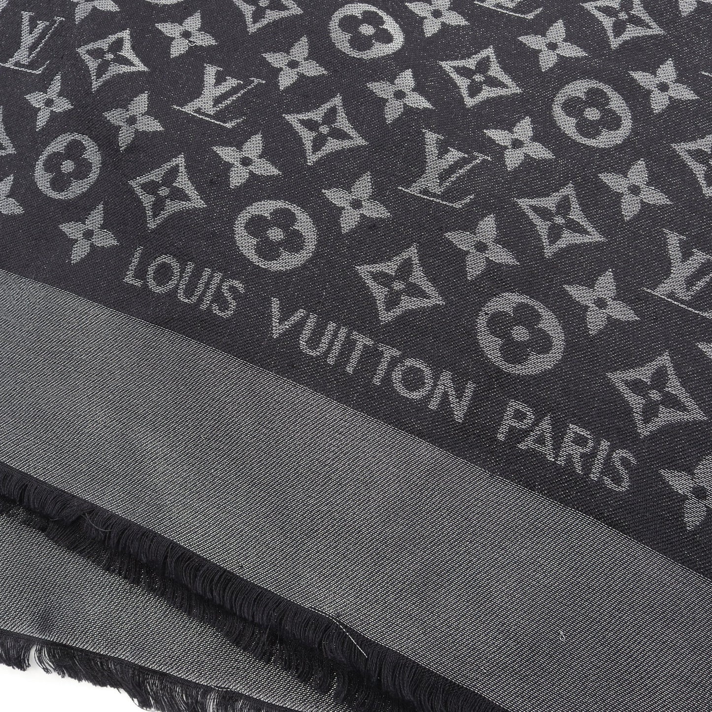 モノグラム ショール シルク ウール ブラック グレー ルイヴィトン 財布・小物 LOUIS VUITTON