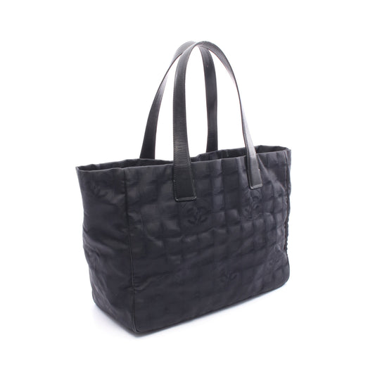 ニュートラベルラインMM ハンドバッグ トートバッグ ナイロンキャンバス レザー ブラック ゴールド金具 シャネル