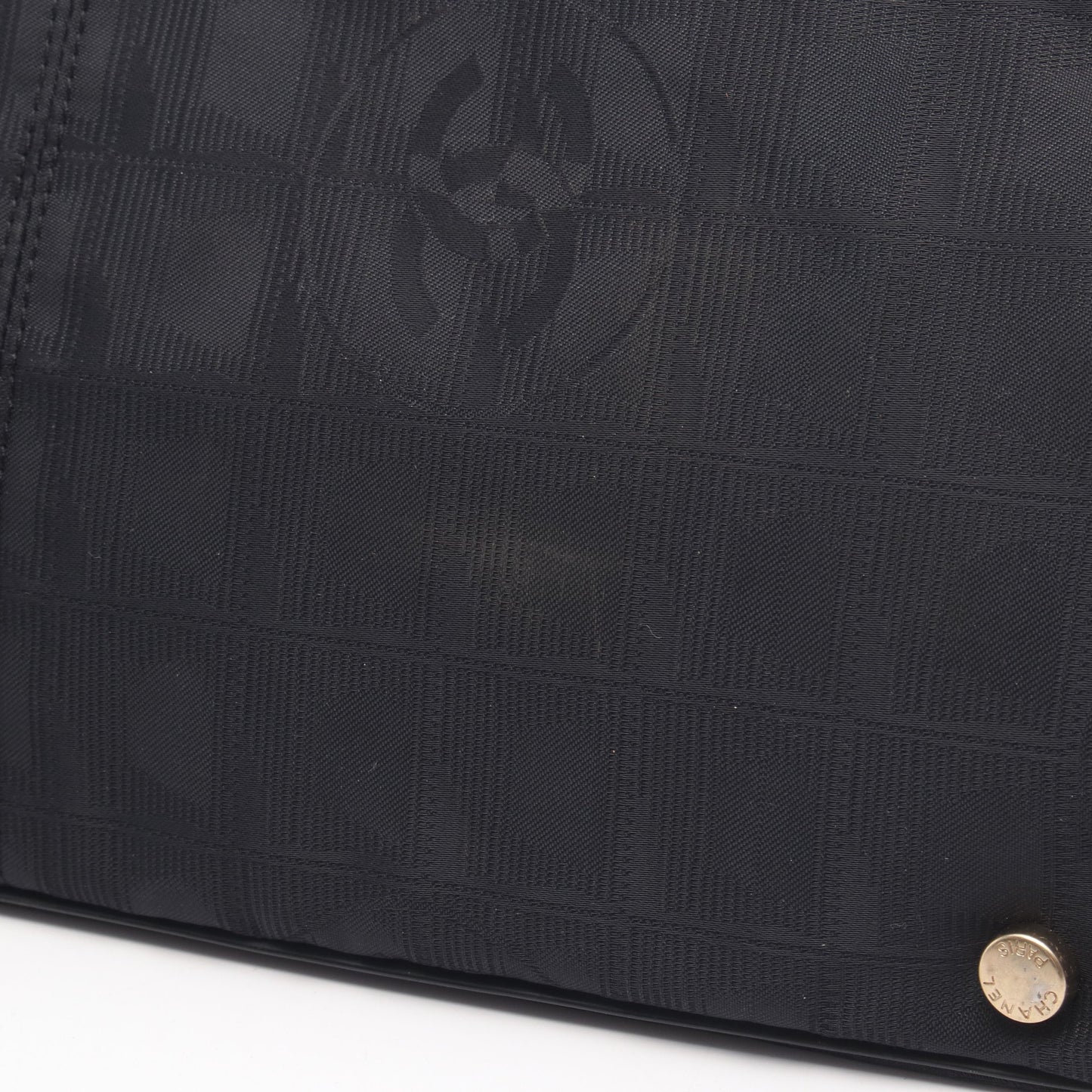 ニュートラベルラインMM ハンドバッグ トートバッグ ナイロンキャンバス レザー ブラック ゴールド金具 シャネル