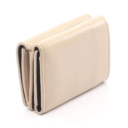 EVERYDAY MINI WALLET 三つ折り財布 レザー ベージュ バレンシアガ