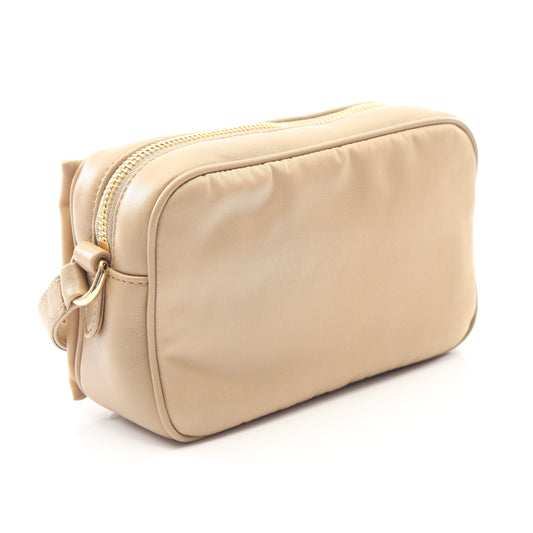 TESSUTO FIOCCO ショルダーバッグ ナイロン レザー ベージュ プラダ