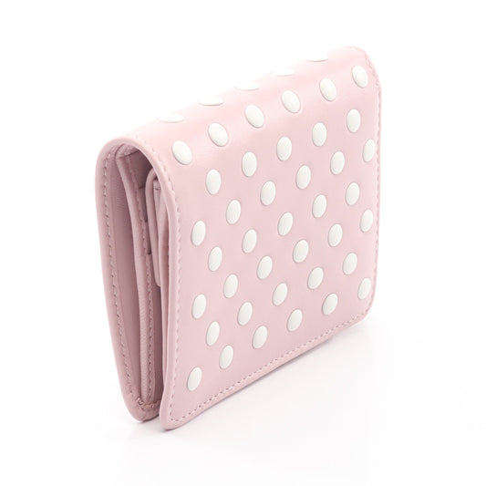 NAPPA BORCHIE ドットスタッズ 二つ折り財布 レザー ピンク ホワイト ミュウミュウ