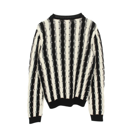 クルーネック ケーブル ニット コットン ブラック ホワイト サンローランパリ