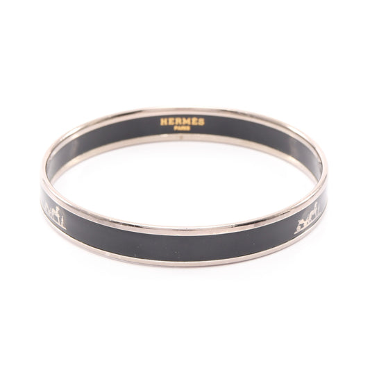 エマイユPM カレーシュ バングル 七宝 シルバー ブラック エルメス