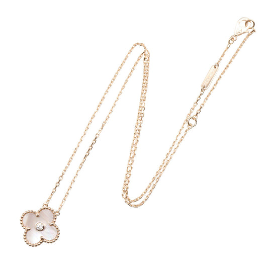 ヴィンテージアルハンブラ ピンクマザーオブパール 1PD ネックレス K18PG ダイヤモンド マザーオブパール ピンクゴールド クリア ピンク ヴァンクリーフアンドアーペル