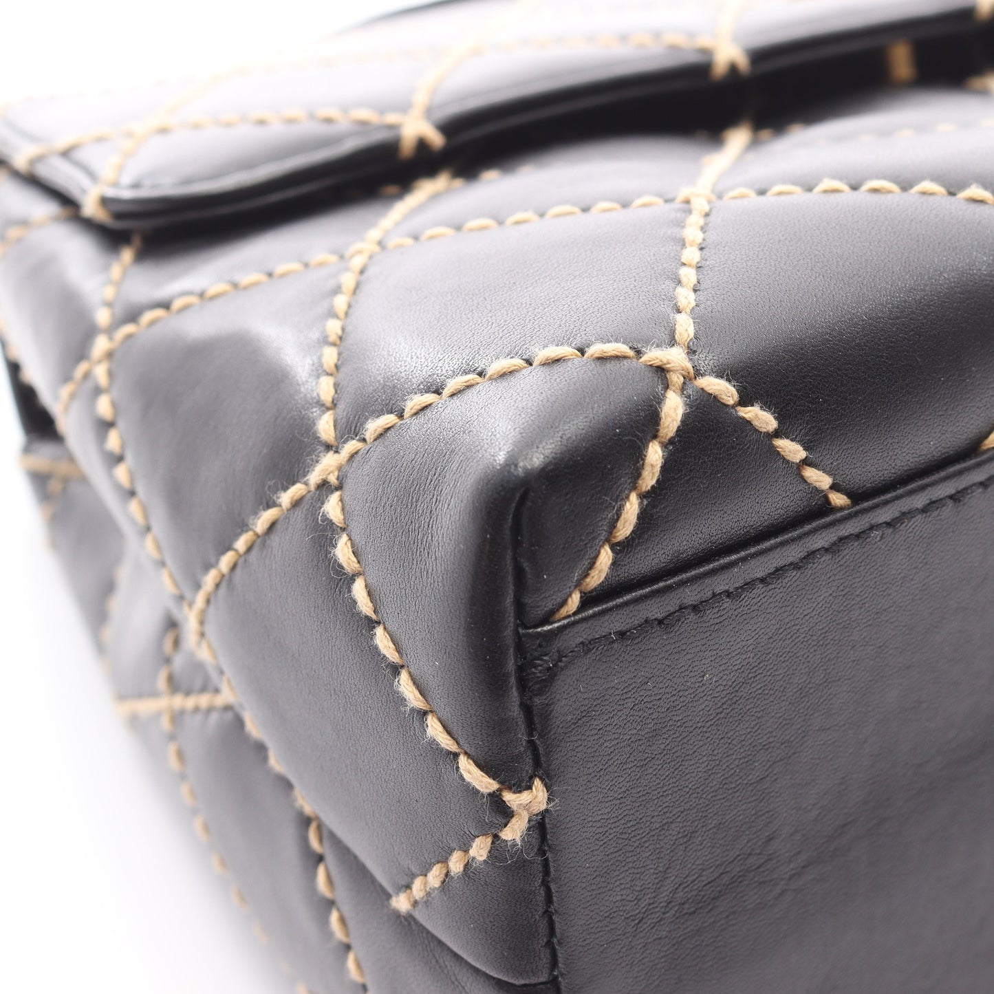 ワイルドステッチ トップハンドル ハンドバッグ レザー ブラック ゴールド金具 シャネル バッグ CHANEL