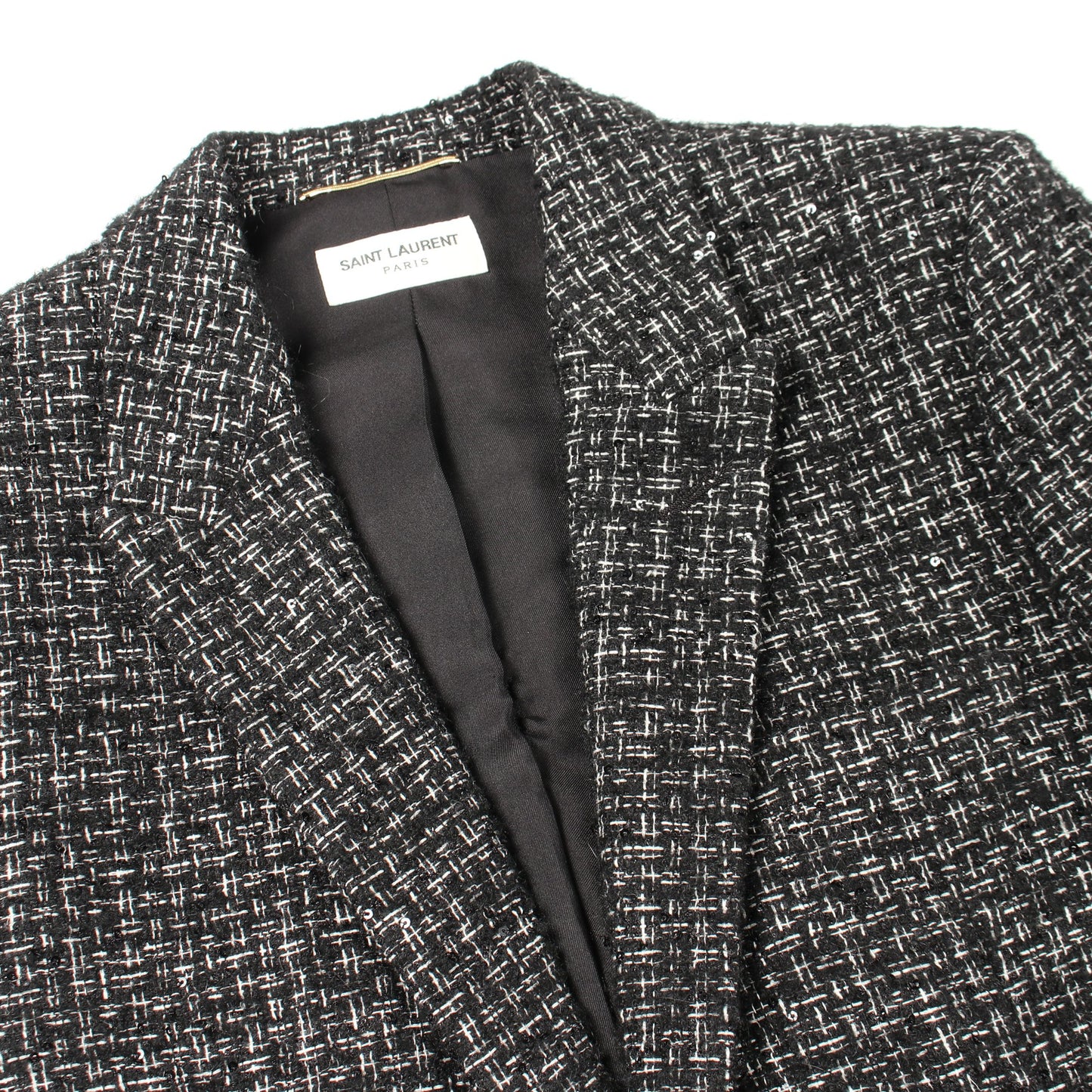 ツイード スパンコール ジャケット ブラック サンローランパリ アウター SAINT LAURENT PARIS