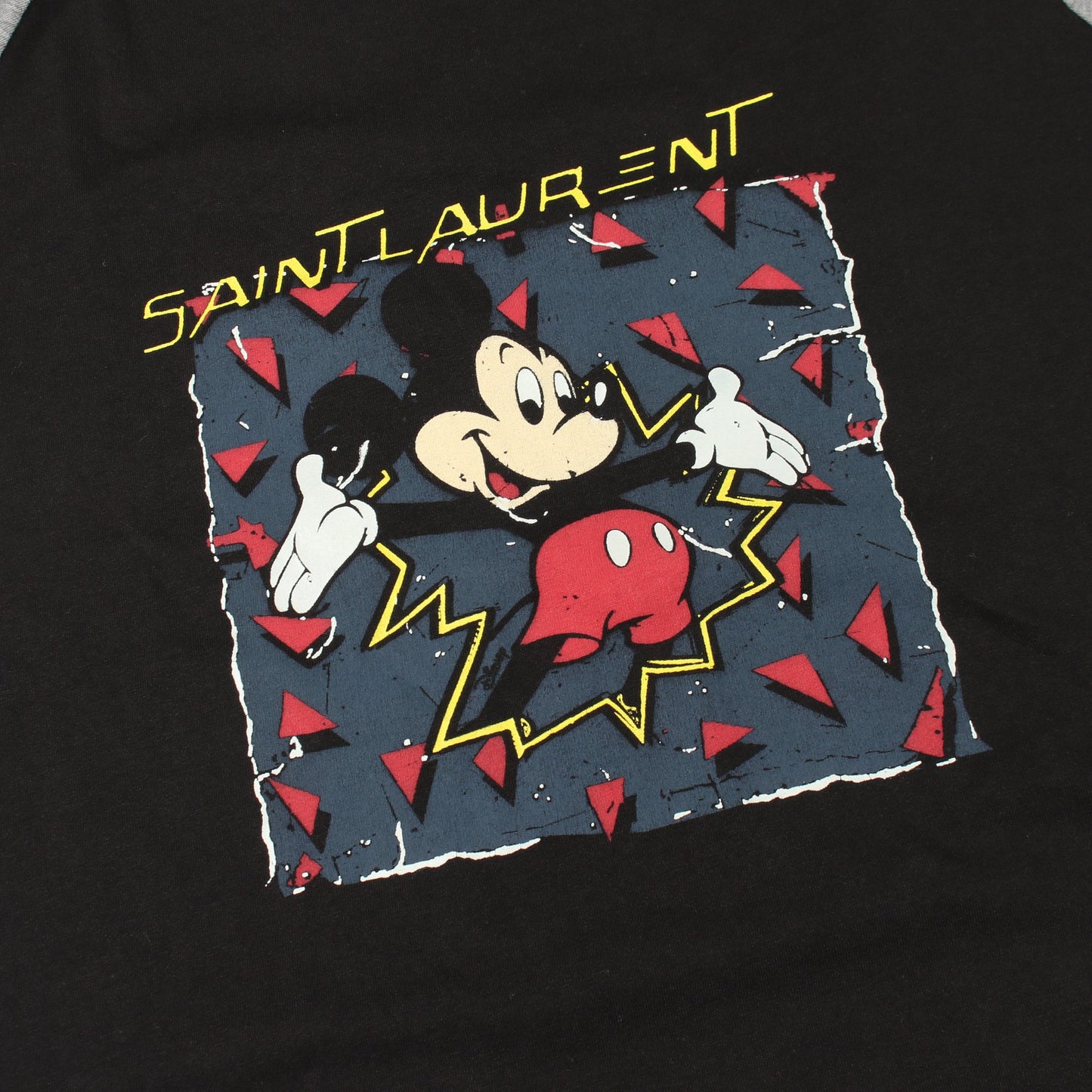 SAINT LAURENT PARIS × Disney ミッキーマウス 長袖Tシャツ コットン ブラック グレー マルチカラー サンローランパリ トップス SAINT LAURENT PARIS