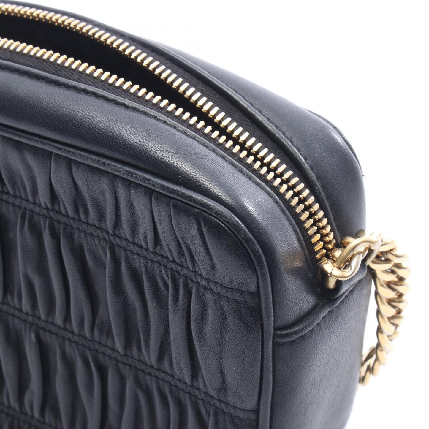 NAPPA GAUFRE チェーンショルダーバッグ レザー ブラック プラダ バッグ PRADA