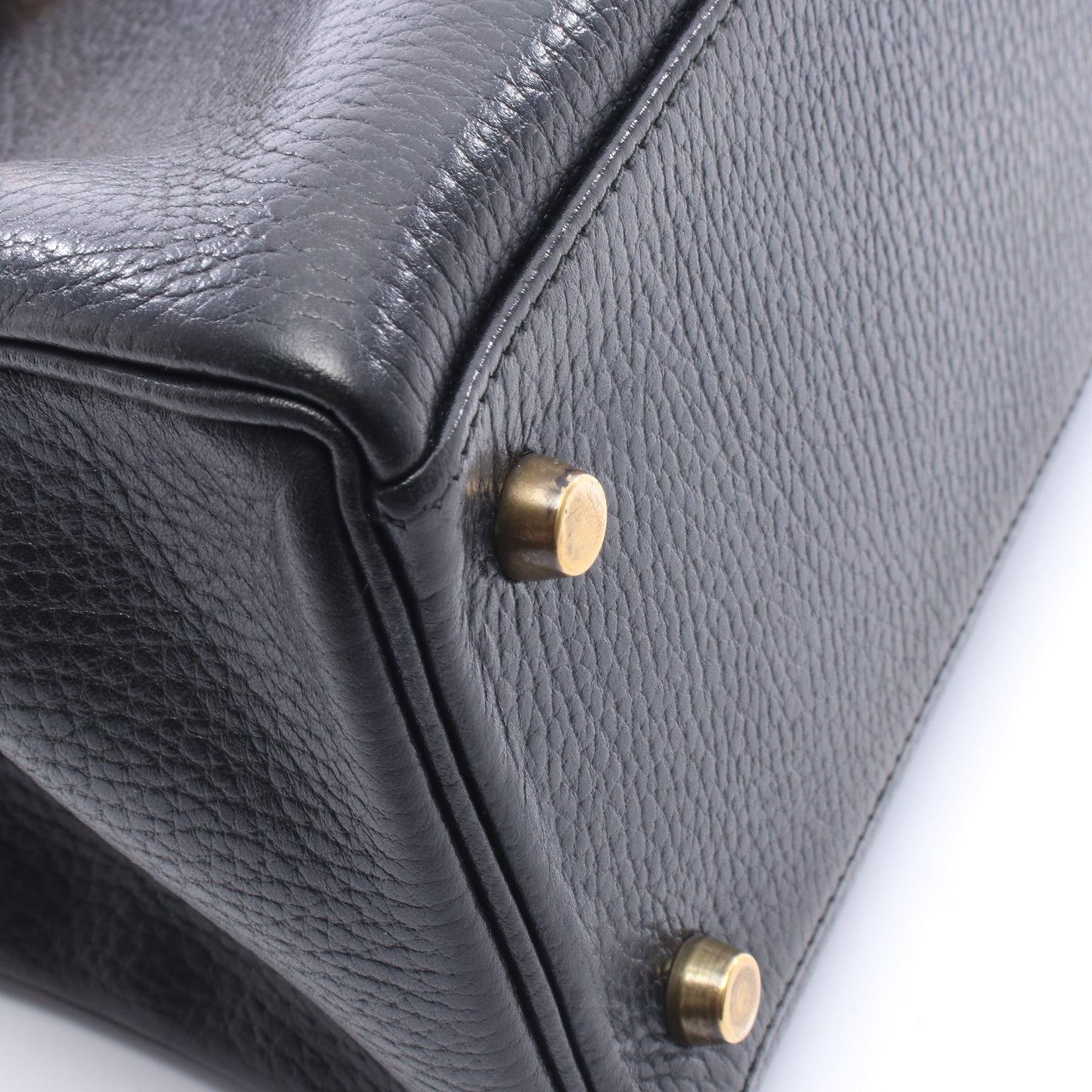 ケリー32 内縫い 2WAY ハンドバッグ アルデンヌ ブラック ゴールド金具 ○V刻印 エルメス バッグ HERMES