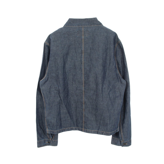 シャンブレー ブルゾン デニムジャケット コットン インディゴブルー プラダ