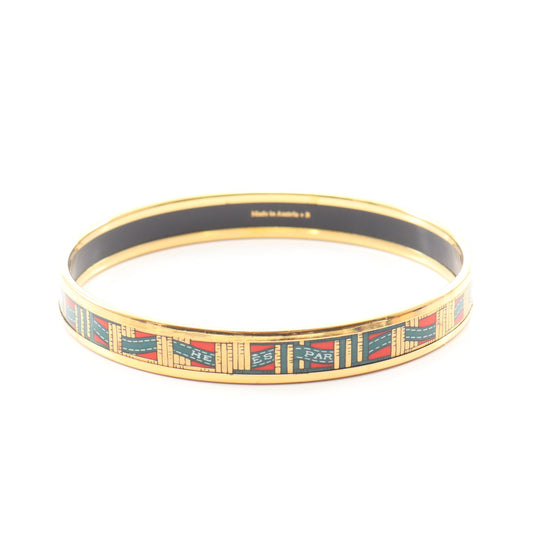 エマイユPM バングル GP 七宝 ゴールド グリーン レッド エルメス