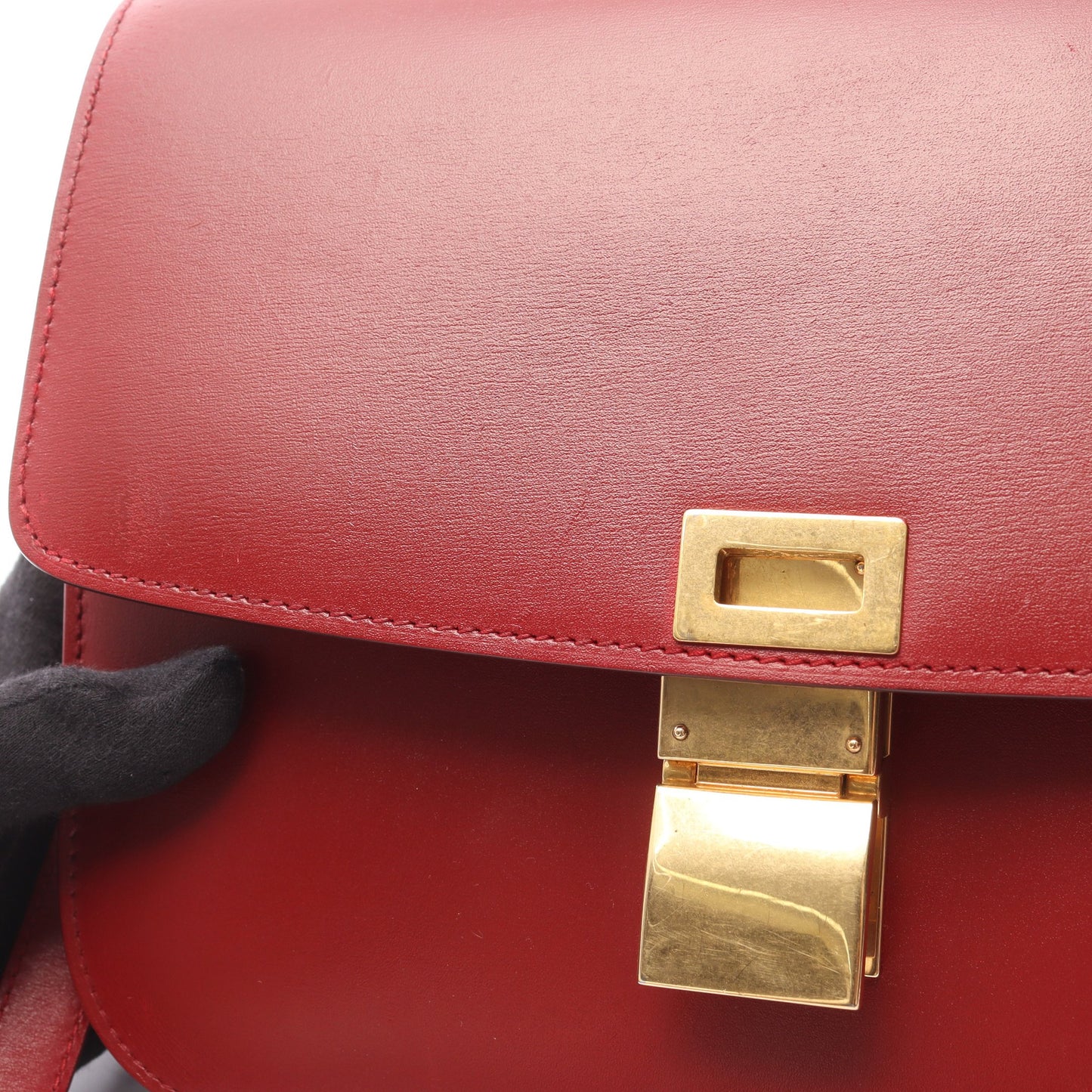 クラシック ボックス ミディアム ショルダーバッグ レザー レッド セリーヌ バッグ CELINE