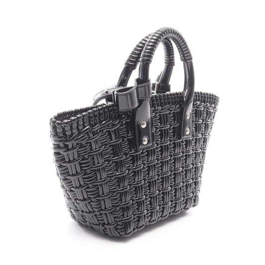 BISTRO XS ビストロ バスケットバッグ 2WAY ハンドバッグ トートバッグ エナメル ブラック バレンシアガ バッグ BALENCIAGA
