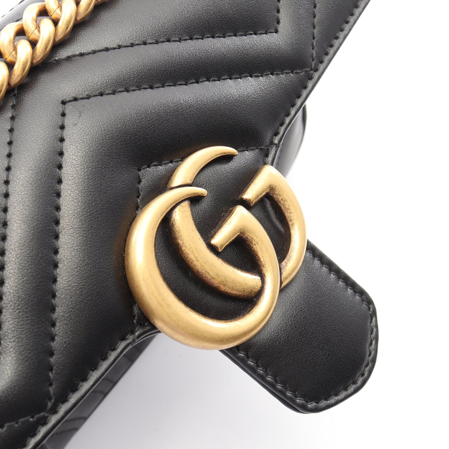 GGマーモント チェーンショルダーバッグ レザー ブラック グッチ バッグ GUCCI