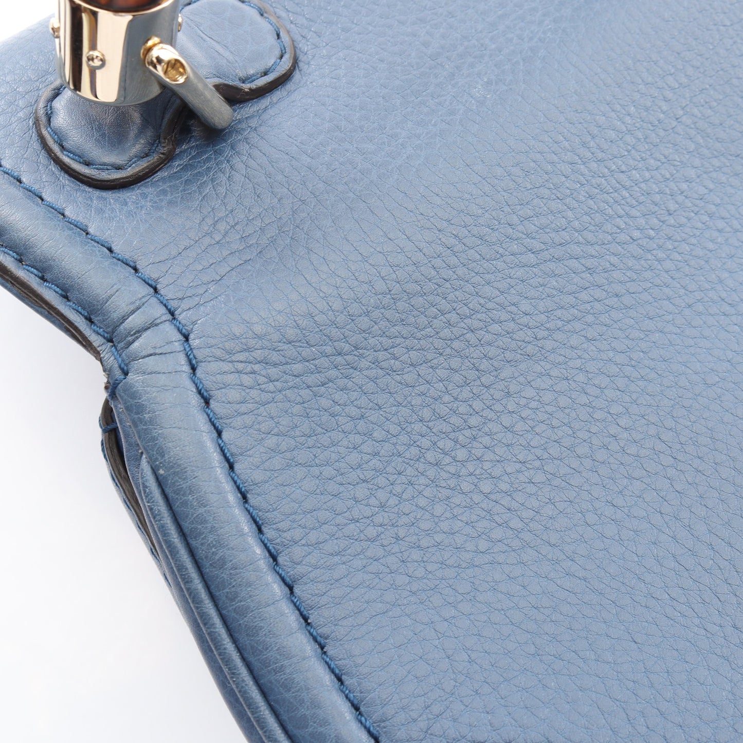 ニューバンブー 2WAY ハンドバッグ レザー ブルー グッチ バッグ GUCCI