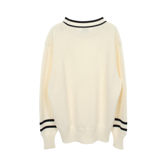 クルーネック ニット コットン ホワイト ブラック モンクレール トップス MONCLER