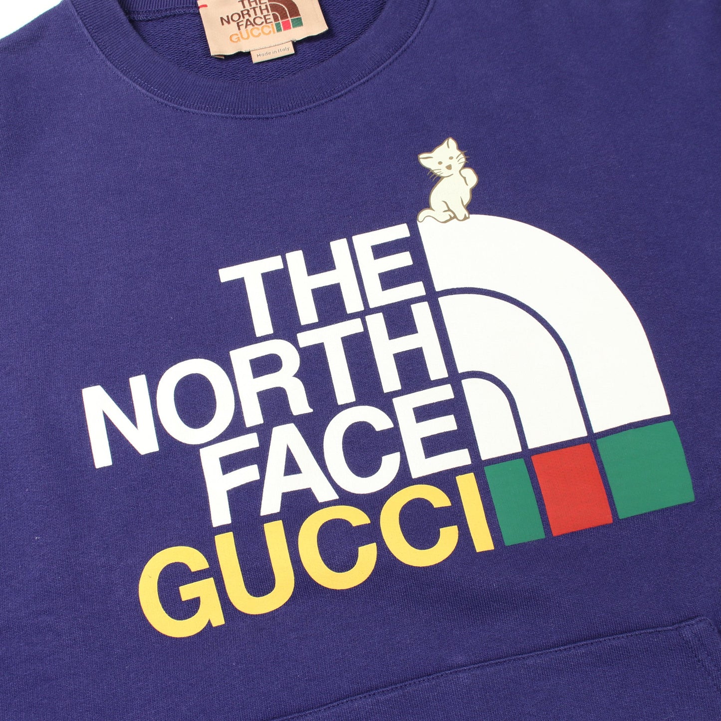 GUCCI × THE NORTH FACE ロゴプリント ポケット付き スウェットシャツ クルーネック コットン パープル グッチ トップス GUCCI