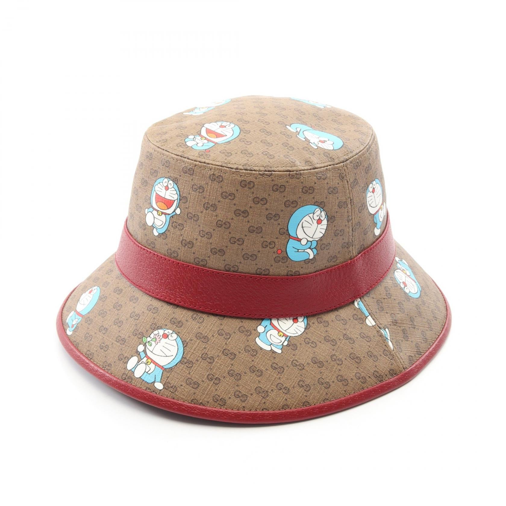 グッチ ドラえもん バケットハットGUCCI Doraemon GUCCI × ドラえもん ハット PVC レザー ブラウン レッド マルチカラー