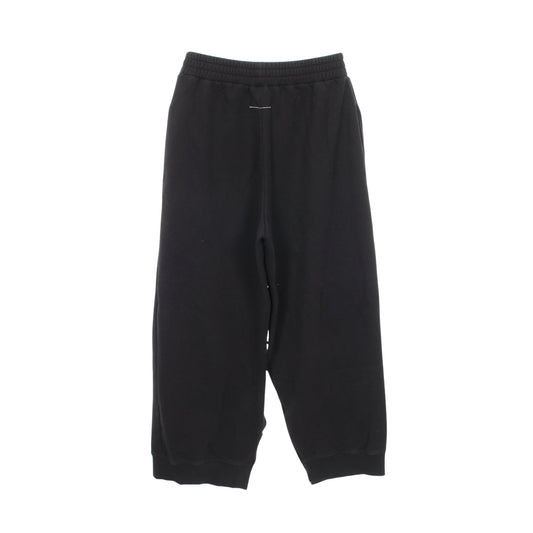 ロゴプリント スリット入り ダメージ加工 スウェットパンツ コットン ブラック エムエムシックスメゾンマルジェラ