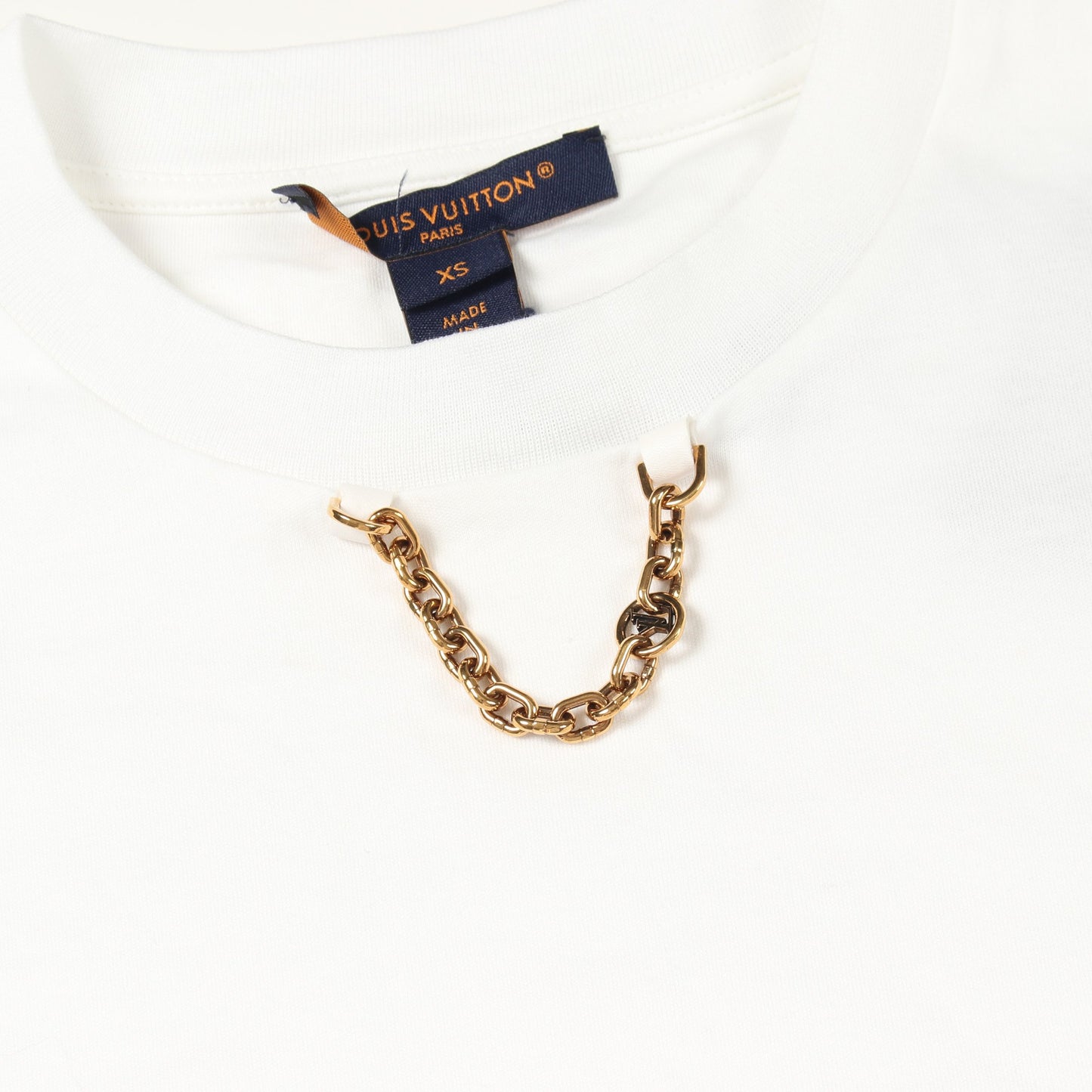 チェーンディテール 半袖Tシャツ コットン ホワイト ルイヴィトン トップス LOUIS VUITTON