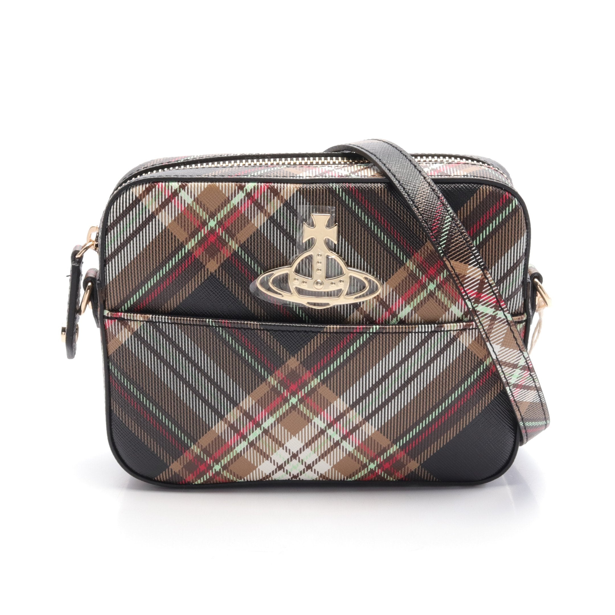 ヴィヴィアンウエストウッド Vivienne Westwood TARTAN CAMERA BAG ショルダーバッグ バッグ フェイクレザー レディース ブラウン系 / ブラック系 / マルチカラー 4304006YUS001KD101 【新品】 TARTAN CAMERA BAG ショルダーバッグ フェイクレザー ブラウン