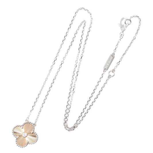 ヴィンテージアルハンブラ ギヨシェ 1PD ネックレス ネックレス K18WG ダイヤモンド ホワイトゴールド クリア ヴァンクリーフアンドアーペル