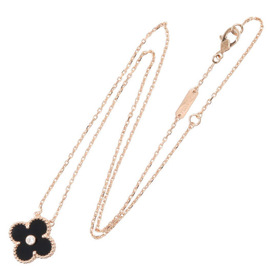 ヴィンテージアルハンブラ オニキス 1PD ネックレス ネックレス K18PG オニキス ダイヤモンド ピンクゴールド ブラック クリア ヴァンクリーフアンドアーペル