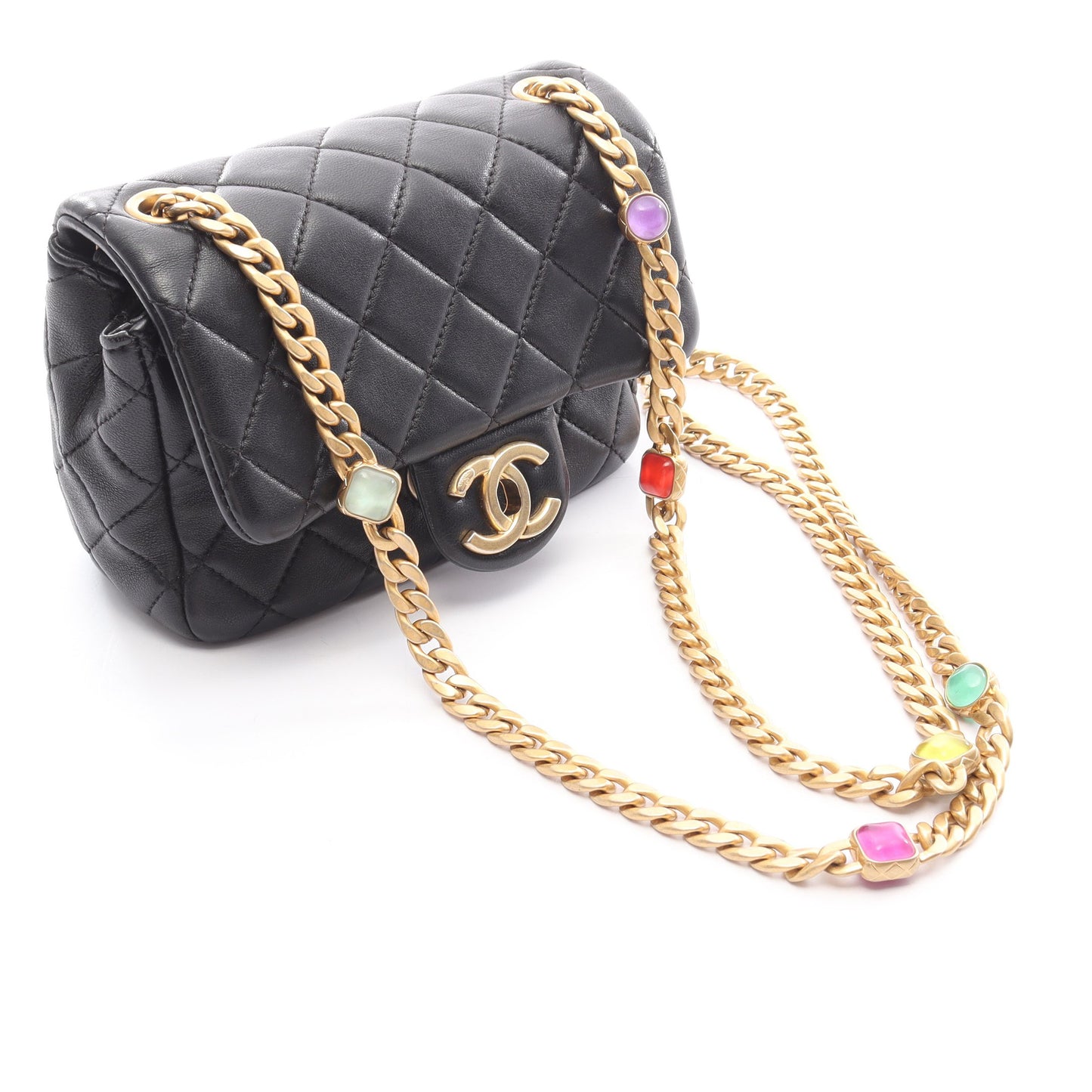 ミニマトラッセ チェーンショルダーバッグ ラムスキン ブラック ゴールド金具 シャネル バッグ CHANEL