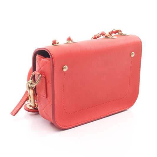 マトラッセ チェーンショルダーバッグ ラムスキン オレンジレッド ゴールド金具 シャネル バッグ CHANEL