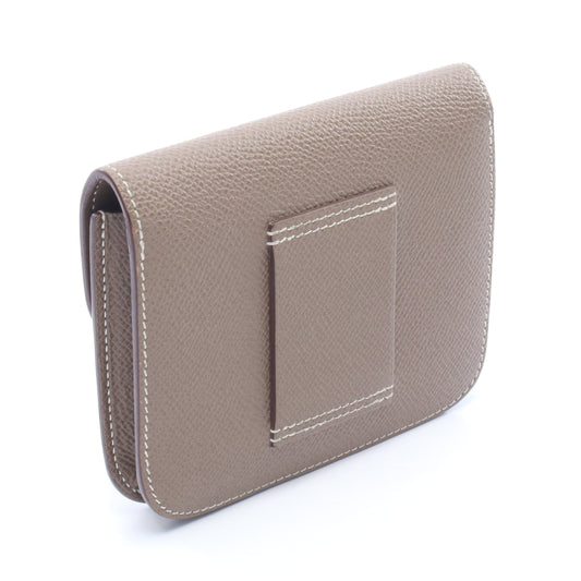 コンスタンス スリム エトゥープ 二つ折り財布 ヴォーエプソン グレーブラウン ゴールド金具 Z刻印 エルメス 財布・小物 HERMES