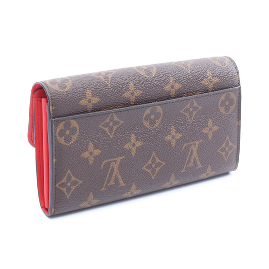 ポルトフォイユ フラワー モノグラム コクリコ 二つ折り長財布 PVC レザー ブラウン レッド ルイヴィトン 財布・小物 LOUIS VUITTON