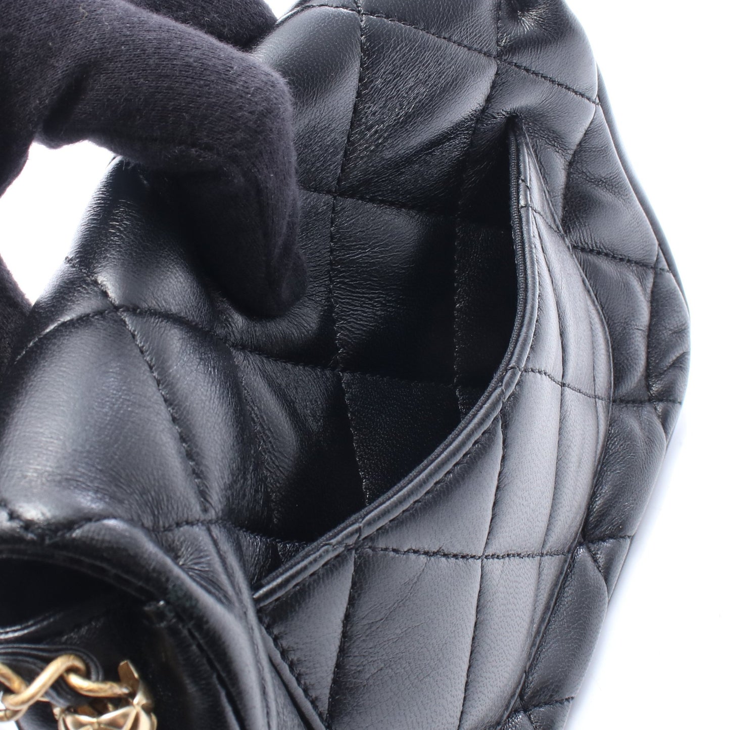マトラッセ スモール チェーンショルダーバッグ レザー ブラック ゴールド金具 シャネル バッグ CHANEL