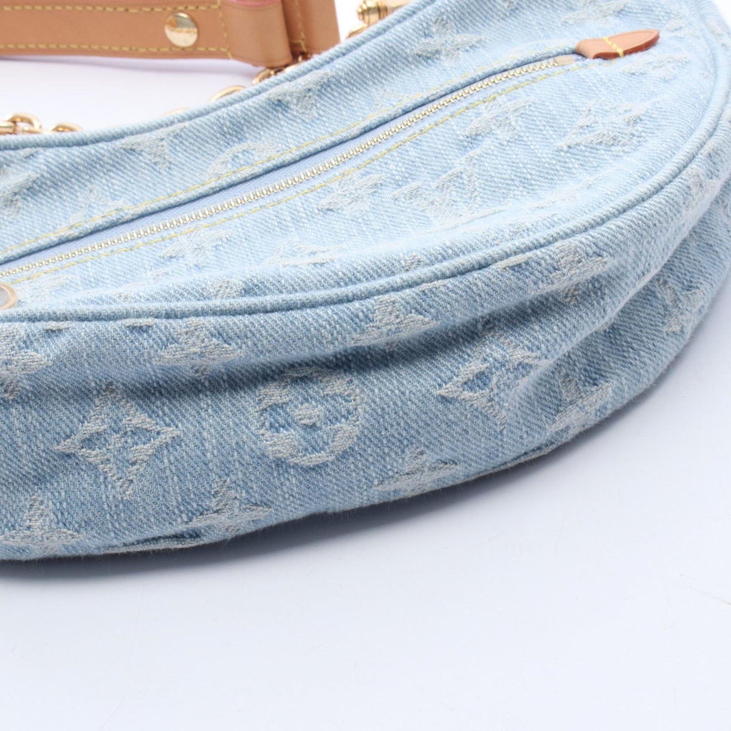 ループ モノグラムデニム ショルダーバッグ デニム レザー ライトブルー ルイヴィトン バッグ LOUIS VUITTON