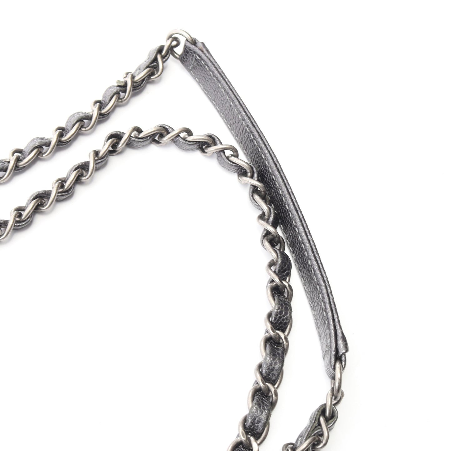 マトラッセ チェーンショルダーバッグ キャビアスキン グレー シルバー金具 シャネル バッグ CHANEL